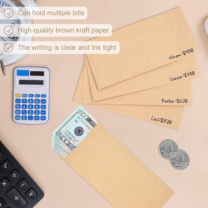 Joyberg 120 PCS Money Envelopes, 6.5"x3.2" Small Cash Envelopes Self-Adhesive - Image 5