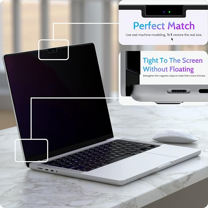 Peslv Magnetic Privacy Screen for Macbook Air 13.6/13 Inch, Removable Matte - Image 6