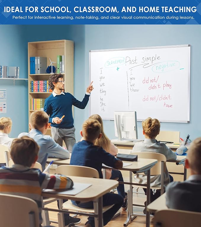 SWANCROWN White Board Dry Erase 60 x 36 Inches, Large Whiteboard for Wall with Thick Aluminum Frame, 5' x 3' Magnetic Whiteboard with Long Marker Tray & Magnetic Pen Holder for Office & Home-DeskLoop Office