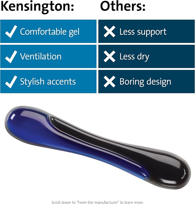 Kensington Duo Gel Keyboard Wrist Rest, Ergonomic Support - Image 7