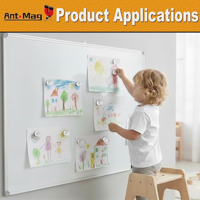 Ant Mag Magnetic Push Pins, 72 Pack Strong Whiteboard Magnets - Image 6