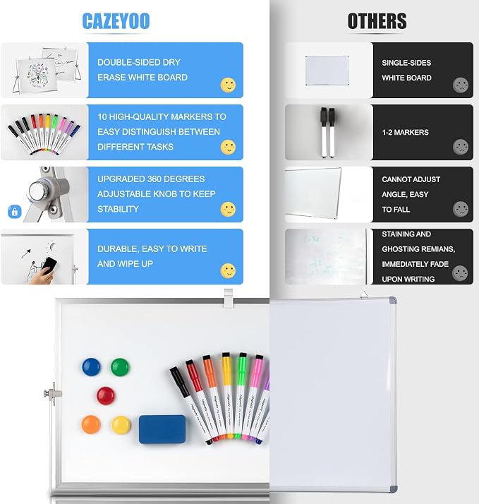 Dry Erase White Board, Cazeyoo Magnetic Desktop Whiteboard 16 x 12inch - Image 3