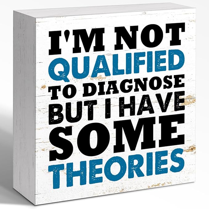 WUZYOU I'm Not Qualified To Diagnose Wood Block Sign Desk Decor, Inspirational by WUZYOU