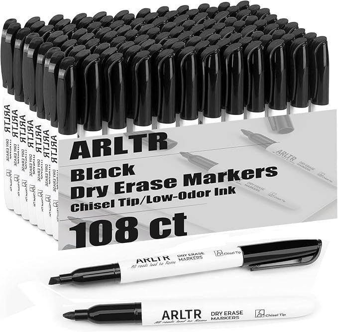 ARLTR Dry Erase Marker Bulk Set, Chisel Tip, Low Odor, by ARLTR