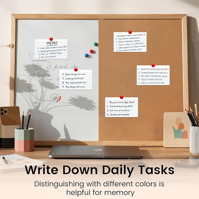 Index Cards 3x5 Inch, Flash Cards, Ruled Lined White Note Cards Paper - Image 6