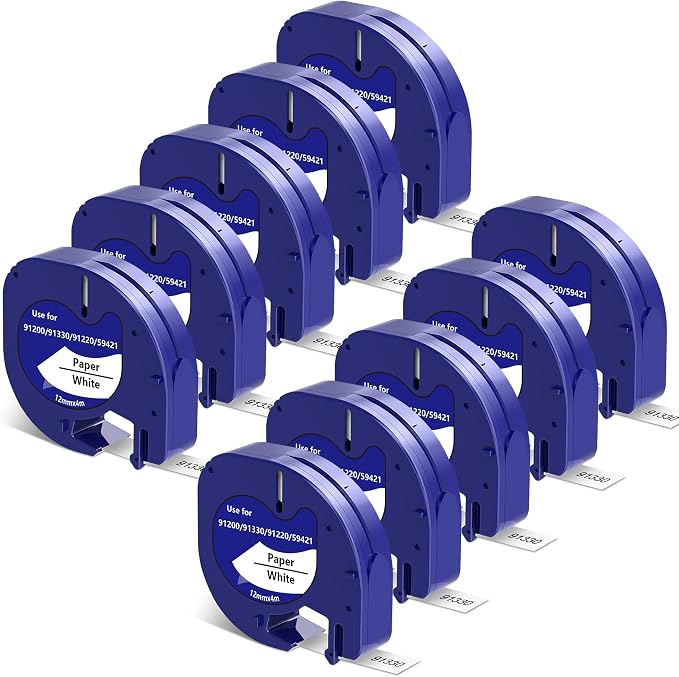 JOJOME 10-Pack Paper Black on White Tape Compatible by JOJOME