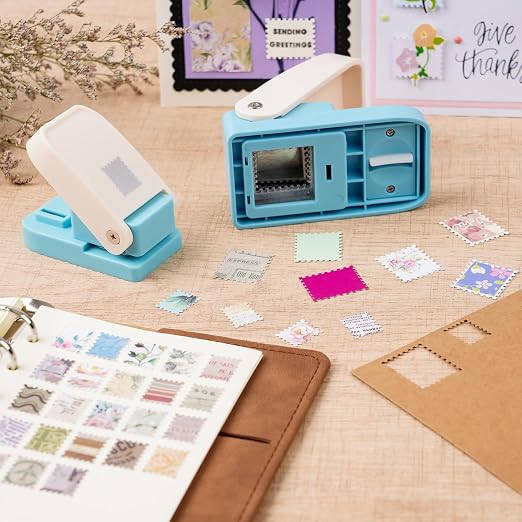 2 Pcs Stamp Punch, 1x0.8inch & Mini 0.6x0.5inch Rectangle Postage Stamps Shaped - Image 2
