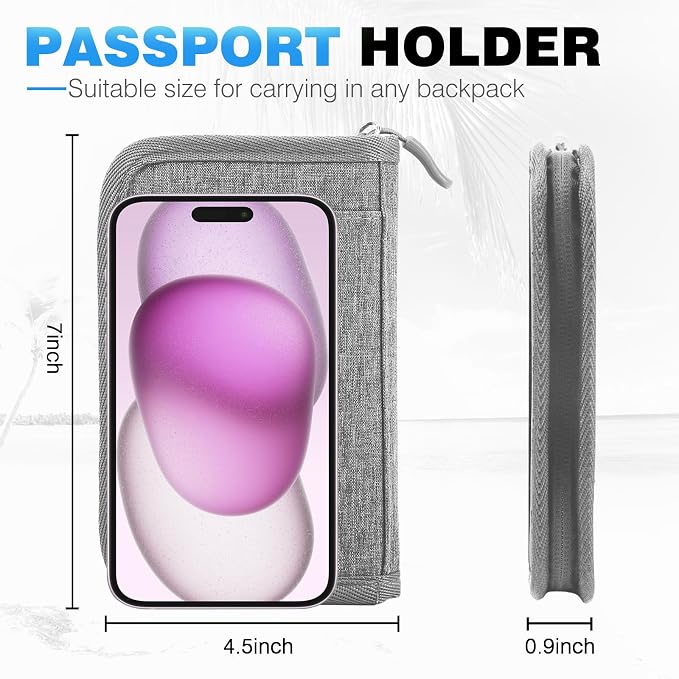Single Passport Holder for Travel, RFID Travel Document Organizer for Women - Image 2