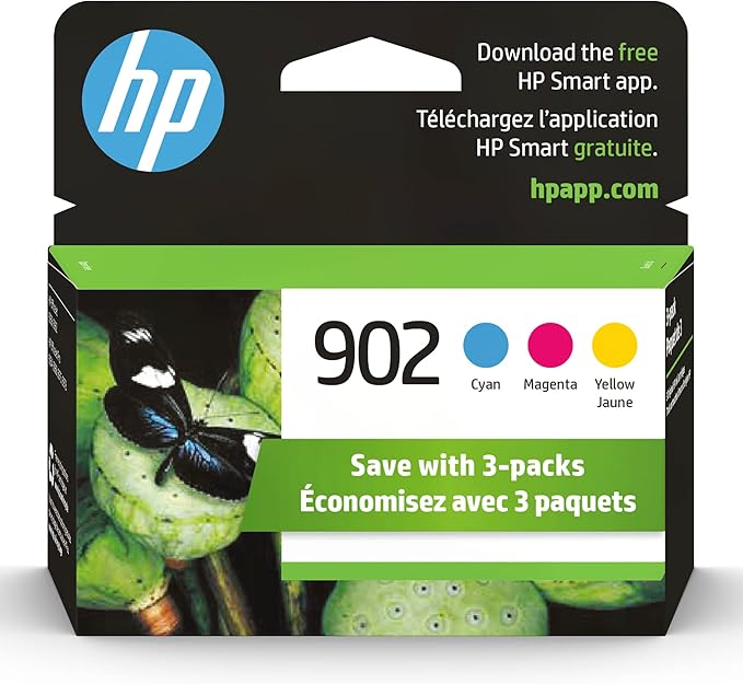 HP 902 Cyan, Magenta, Yellow Ink Cartridges for HP Printers | Works with Printer Series: OfficeJet 6950, 6960; OfficeJet Pro 6960, 6970 | Eligible for Instant Ink | T0A38AN-DeskLoop Office