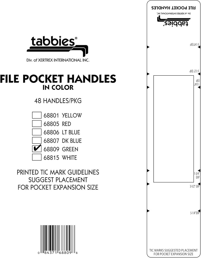 Tabbies File Pocket Handles, 9.63 x 2, 12 Sheets/Pack - Image 9