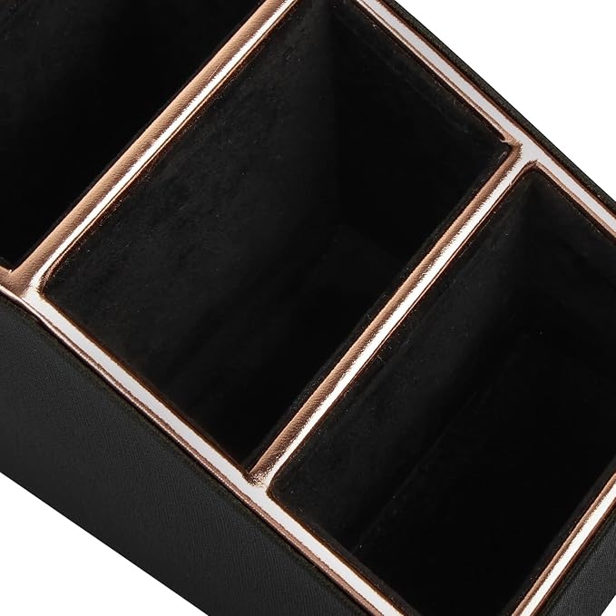 Rose Gold Edge Inlaid Leather Desktop Organizer, Remote Control Holder - Image 8