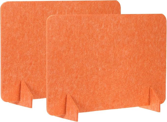 PATIKIL Desk Divider, 2 Set 24 x 16 Inch Acoustic Freestanding Desk Divider Desk Privacy Panel with 4 Pcs Support Feet for Library Office Workstation, Orange-DeskLoop Office