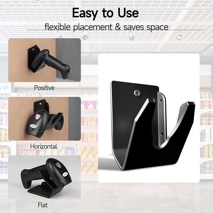 VACINV Universal Barcode Scanner Holder, Barcode Reader Bracket Wall Mounted - Image 3