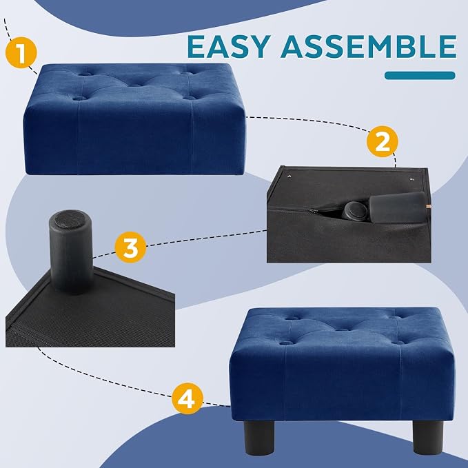 Small Foot Stool Ottoman, Velvet Footstool Ottoman Foot Rest - Image 6