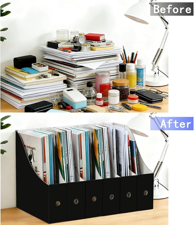 Limitliho 12 Pack Black Cardboard Magazine File Holder - Image 6
