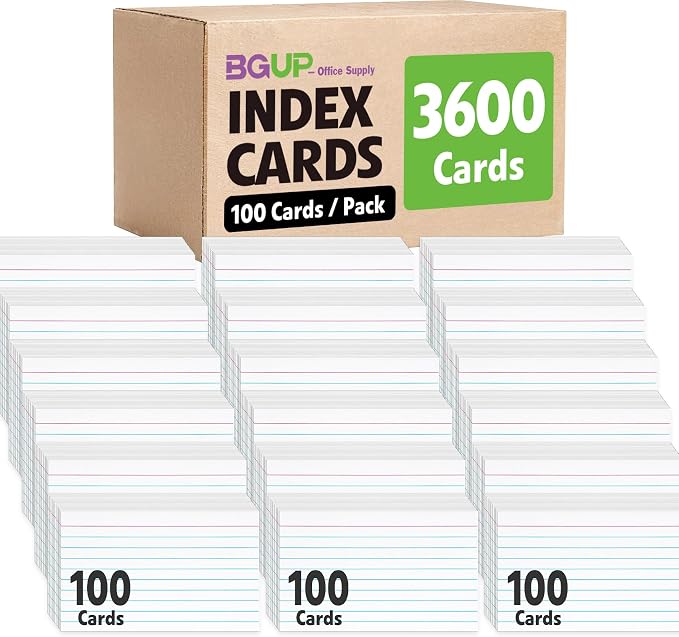 3600 PCS Index Cards Bulk, 3x5 Flash Cards by BGUP