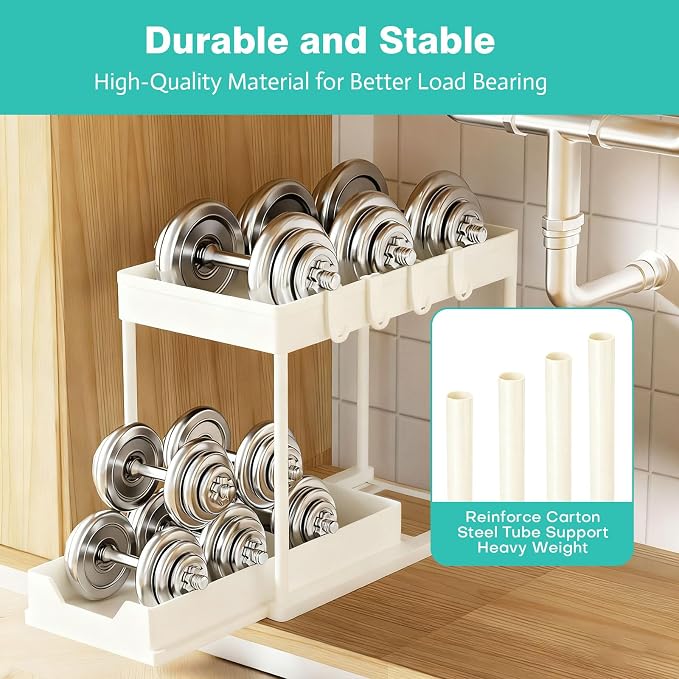APWNRJA Under Sink Organizers and Storage 2 Pack, Pull-Out Sliding Cabinet - Image 4