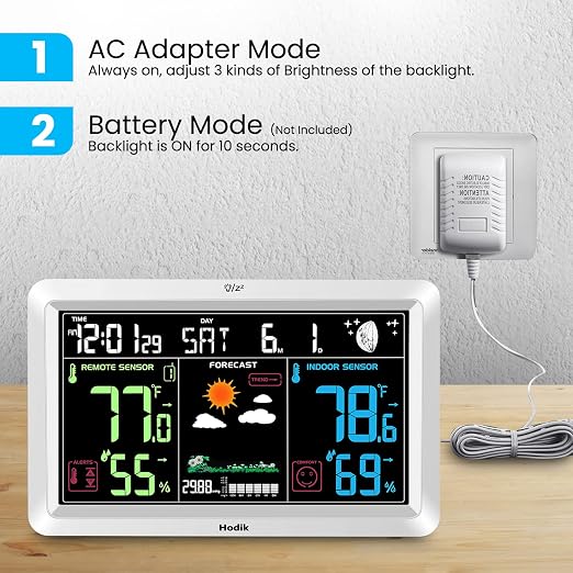 Weather Station with Atomic Clock Indoor Outdoor Thermometer Wireless, Humidity - Image 6