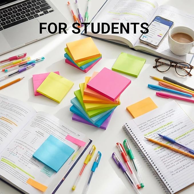 Sticky Notes 3x3 Inches, Bright Colors Self-Stick Pads, 82 Sheets/pad - Image 7