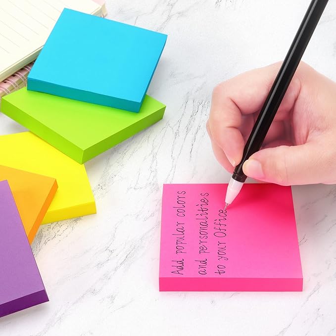 Sticky Notes 3x3 Pop Up Self-Stick Notes Pads with 6 Bright Colors, Easy to Post for Office, School, Home, 6 Pads/Pack, 100 Sheets/Pad(Pop Up)-DeskLoop Office