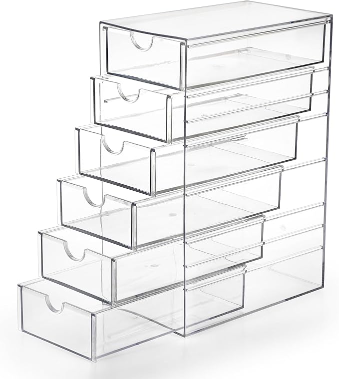 Hipiwe Plastic Drawer Organizer Clear Desktop Drawers Box by Hipiwe