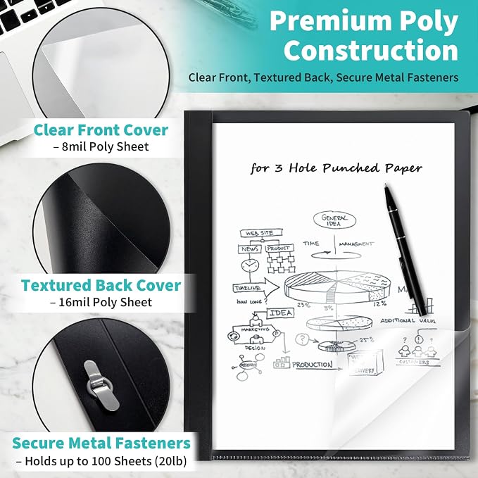 Binditek 20 Pack Clear Front Report Covers - Image 3