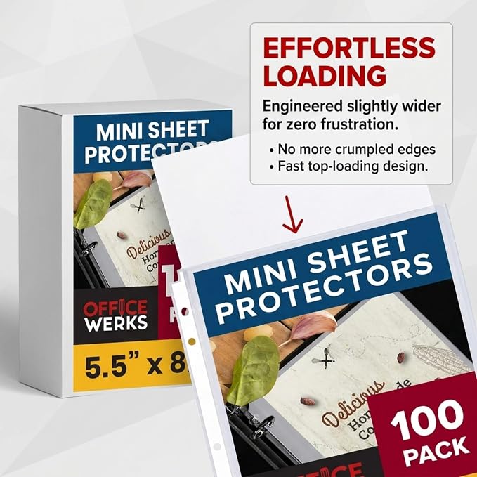 Sheet Protectors 5.5 x 8.5, 100 Pack Heavyweight Clear Mini Page Protectors - Image 2