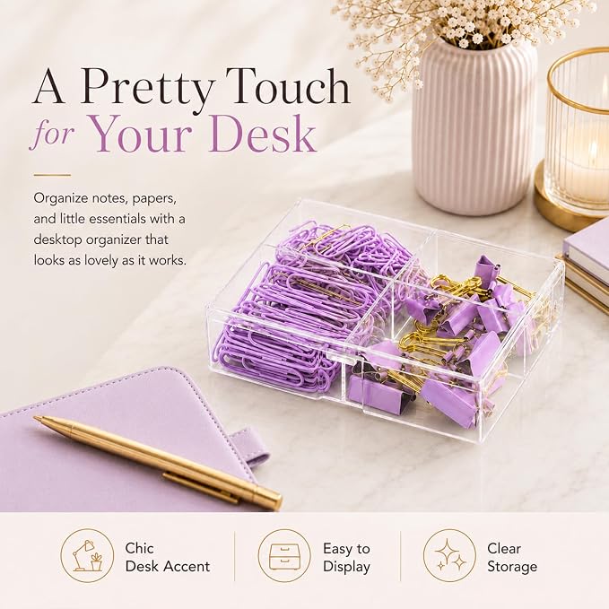 Purple and Gold Paper Clips Binder Clips Set - Image 6