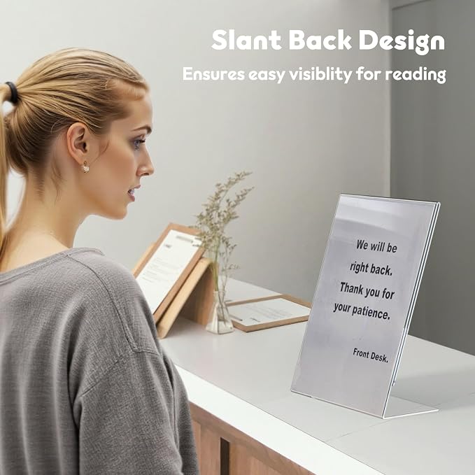 NIUBEE Slanted Back Acrylic Sign Holder 8.5 x 11 Inches, Restaurant - Image 5