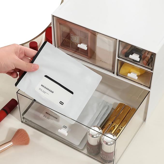 MILULUGO Desk Organizer with 4 Drawers, Makeup Organizer, Desktop Storage Box - Image 4