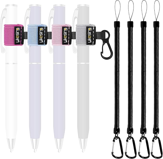 Likesing Pen Holder for Lanyard, 4 Set Elastic Retractable Pencil Holder by Makelifethewayyoulike