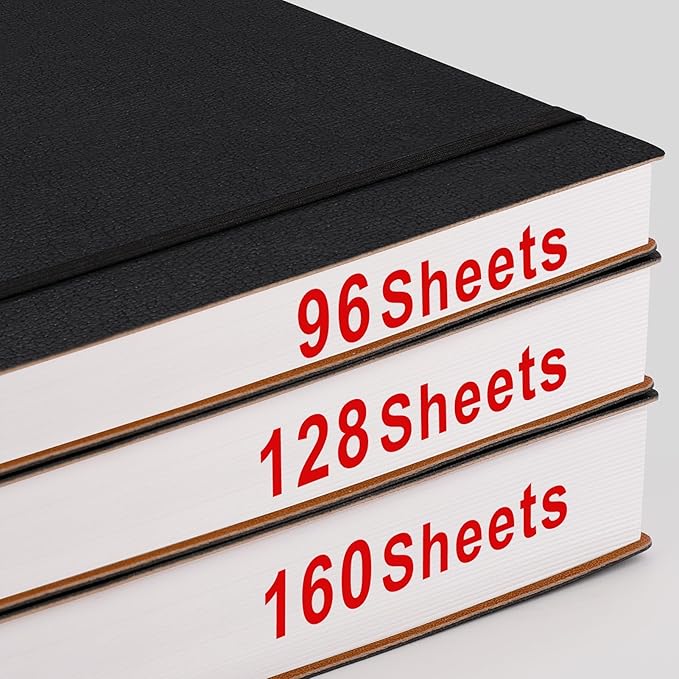 AHGXG Bullet Dotted Journal - Large A4 Notebook Dotted, 8.5''×11'', 320 Pages Dot Grid Notebook, 100gsm Thick Paper, Leather Softcover, with Journal Stencils, Inner Pocket - Black-DeskLoop Office