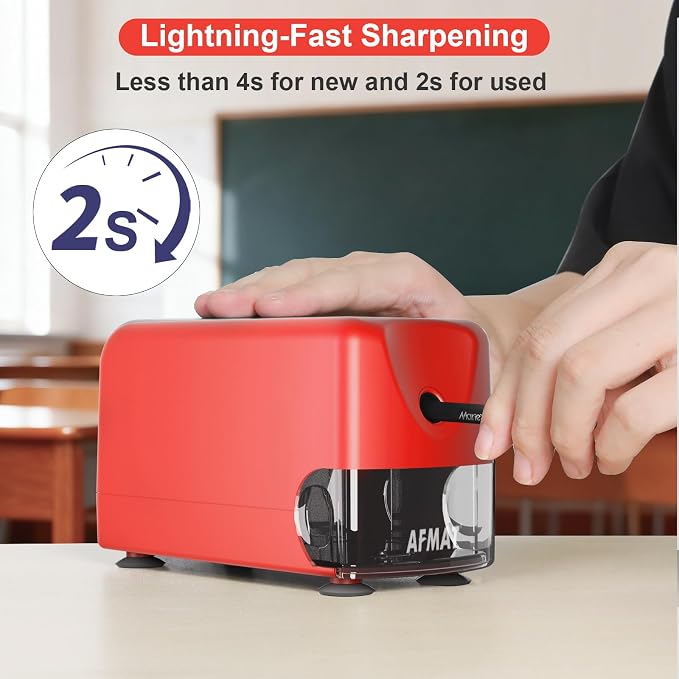 AFMAT Electric Pencil Sharpener, Cordless & Rechargeable, Heavy Duty Classroom - Image 5