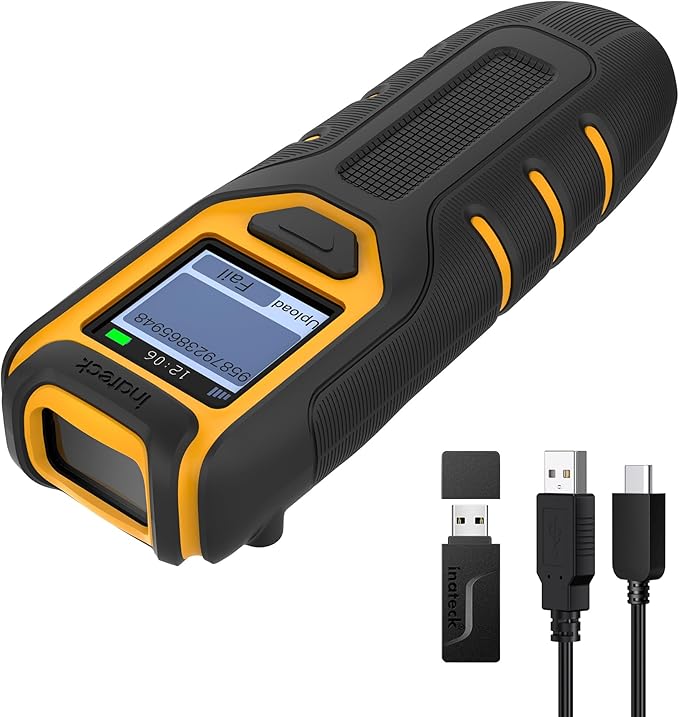 Inateck Barcode Scanner Wireless,Portable Bluetooth Barcode Scanner with Screen,1D 2D QR Code Scanner Kabellos 2.4GHz,Handscanner with APP and SDK, BCST-47-DeskLoop Office