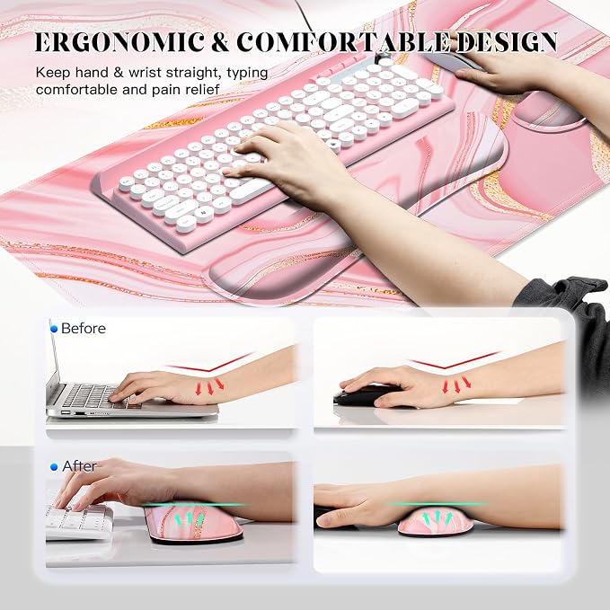 Gimars 4 in 1 Mouse Pad and Keyboard Wrist Rest Set, Large Mouse Pad - Image 4