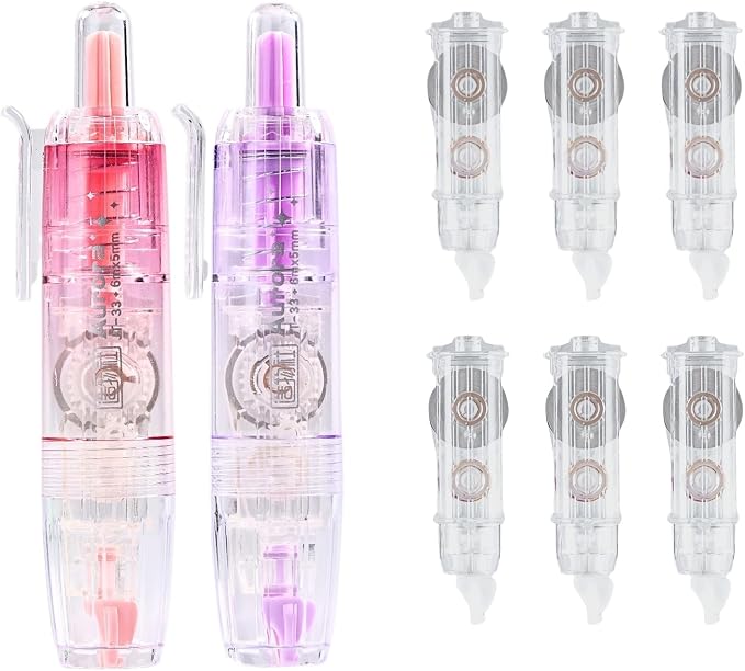 Refillable Correction Tape, 157 ft Total – 2 Pre-Filled Dispensers + 6 Snap-In by WISOPTUS