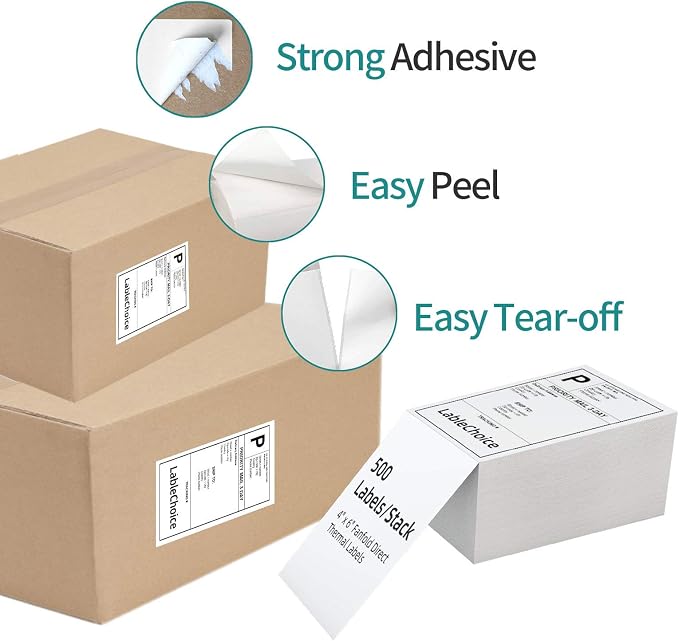2000 Labels 4 x 6 3-Proof Commercial Grade Fanfold Direct Thermal Labels - Image 4