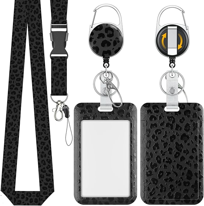 Uniclife Fashionable Sliding Badge Holder Black Leopard Print by UnicLife