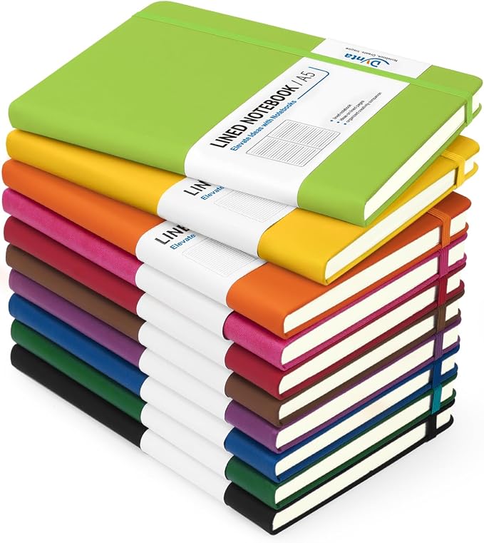 Dynta Hardcover Journal Notebooks, 10 Packs A5 Lined Journals Bulk by Dynta