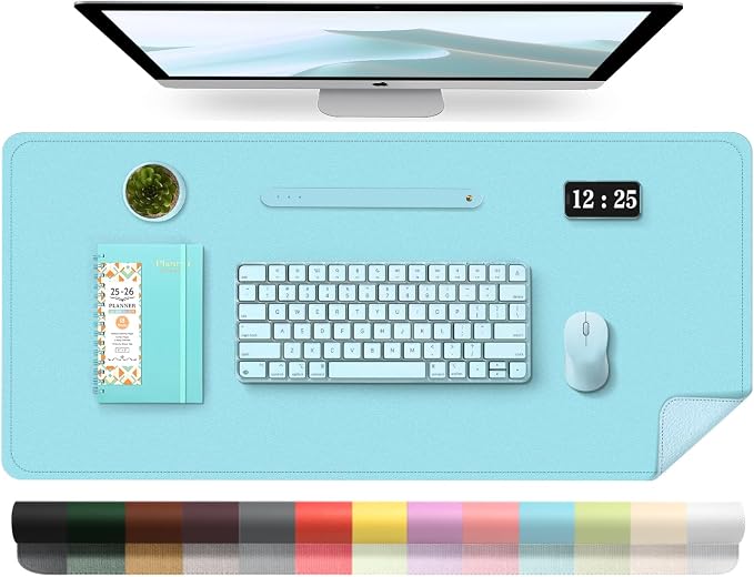 Leather Desk Pad Protector, 39.4'' X 17'' Large Mouse Pad, Office Desk Mat by BLESWIN