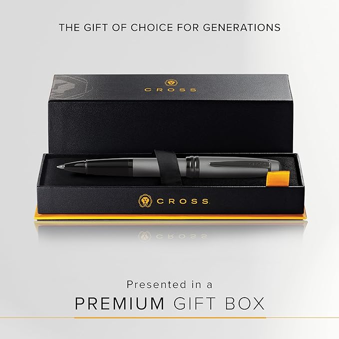 Cross Bailey Refillable Rollerball Pen Presented in a Premium Gift Box - Medium Point, Black Ink, Matte Gray-DeskLoop Office