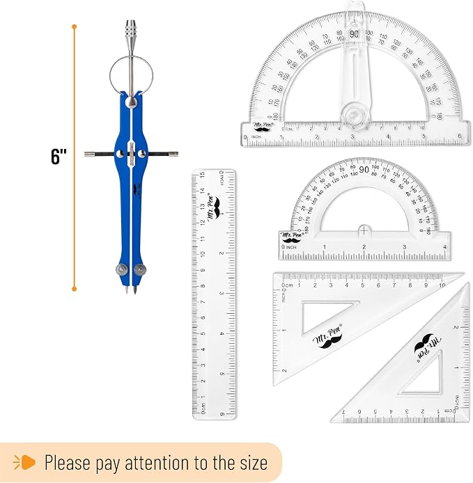 Mr. Pen- Geometry Set, 6 Inch Swing Arm Protractor | Divider, Set Squares - Image 4