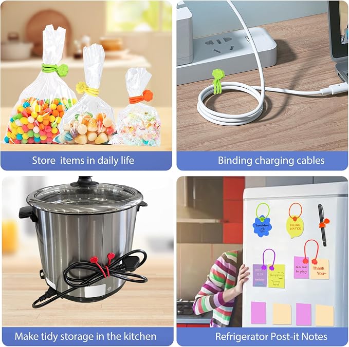 SOOOEC Magnetic Cable Ties, 8 Pack 7.2" Magnetic Twist ties Cute Cloud Design - Image 5