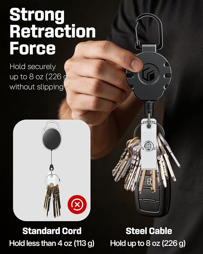 Uniclife Retractable Keychain Heavy Duty Carabiner Badge Holder Tactical ID - Image 6