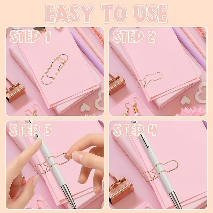 HINGTAI 15Pcs Metal Pen Holder Clip & 30Pcs Paper Clip Set - Image 6