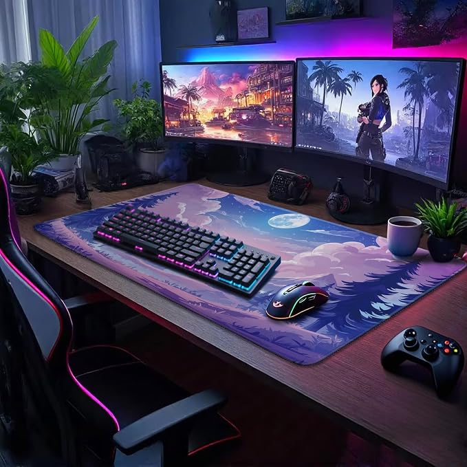 Mountain Moonlight Large Gaming Mouse Pad 31.5"x15.7"｜XXL Desk Mat, Non-Slip - Image 2