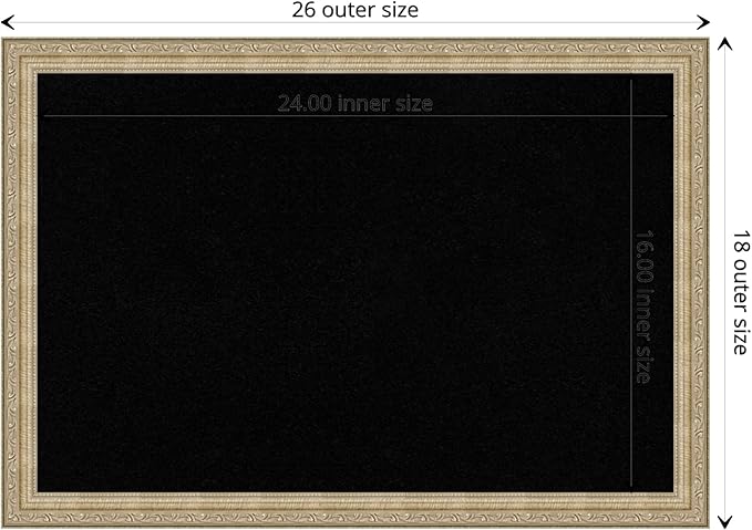 Amanti Art Black Cork Board for Wall, 18x26 Vision Board with Champagne Frame, Medium Corkboard Office Decor for Home Organization, Traditional Corkboard Pinboard to display items for home-DeskLoop Office