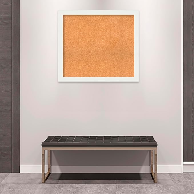 Amanti Art Natural Cork Board for Wall, 31x35 Vision Board with White Frame, Large Corkboard Office Decor for Home Organization, Casual Corkboard Pinboard to Display Items for Home Organization in-DeskLoop Office