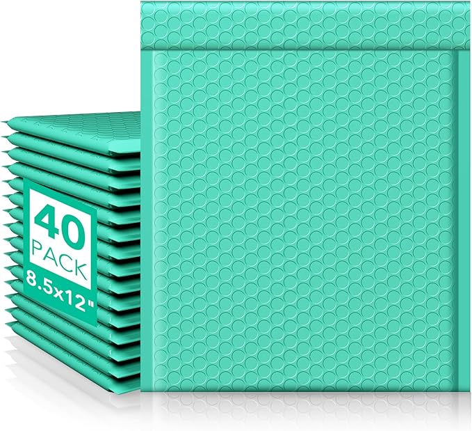 Fuxury Bubble Mailers 8.5x12 Inch Teal Padded Envelopes 40 Pack Large Bubble by Fuxury