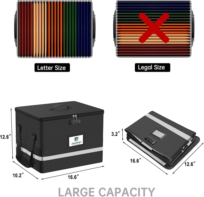 Fireproof File Box with Lock, 5200°F Document Box Storage Organizer, Suitable - Image 7